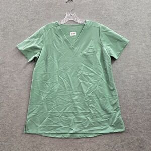 Mandala Men Scrub Top Small Green Short Sleeve V Neck